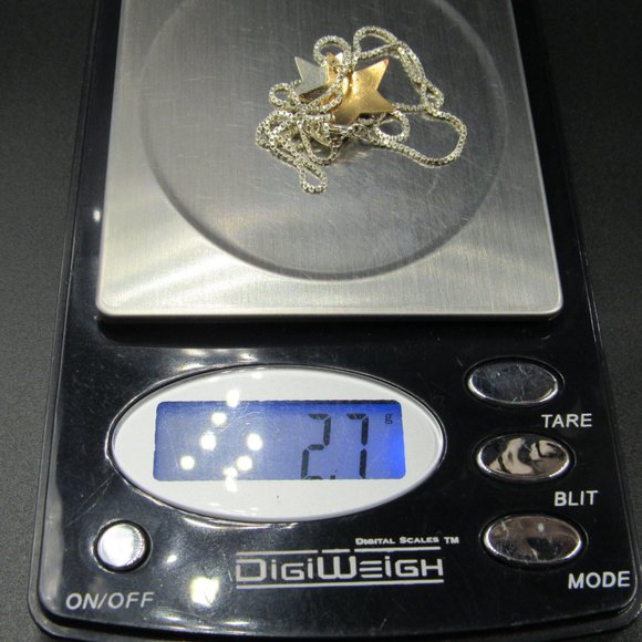 18" Sterling Silver Double Star Pendant Necklace Vintage - Picture 6 of 6